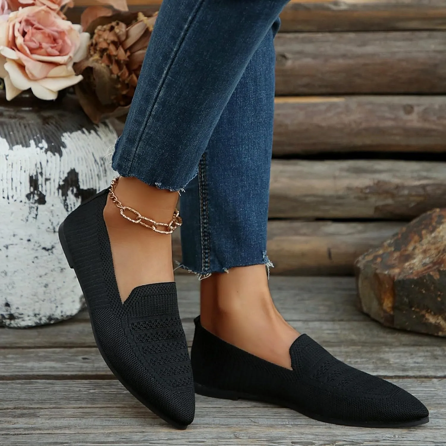 Women's Casual Flat Shoes Summer Slip On Work Shoes Soft Wide Width Dress Sneakers Comfortable Mesh Breathable Sneakers