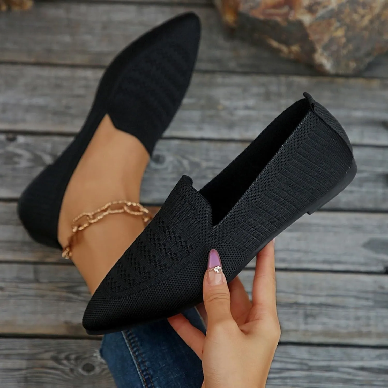 Women's Casual Flat Shoes Summer Slip On Work Shoes Soft Wide Width Dress Sneakers Comfortable Mesh Breathable Sneakers