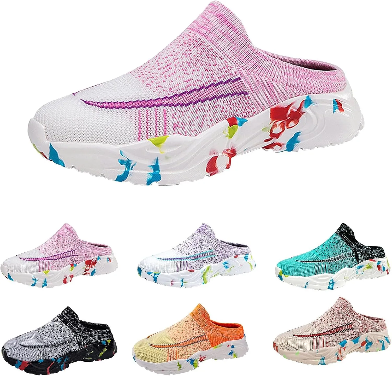 Women's Casual Slip on Half Shoes Breathable Mens Running Shoes Lightweight Casual Work Shoes Men's Fashion Sneakers Platform Tennis Shoe Trainers Shoe