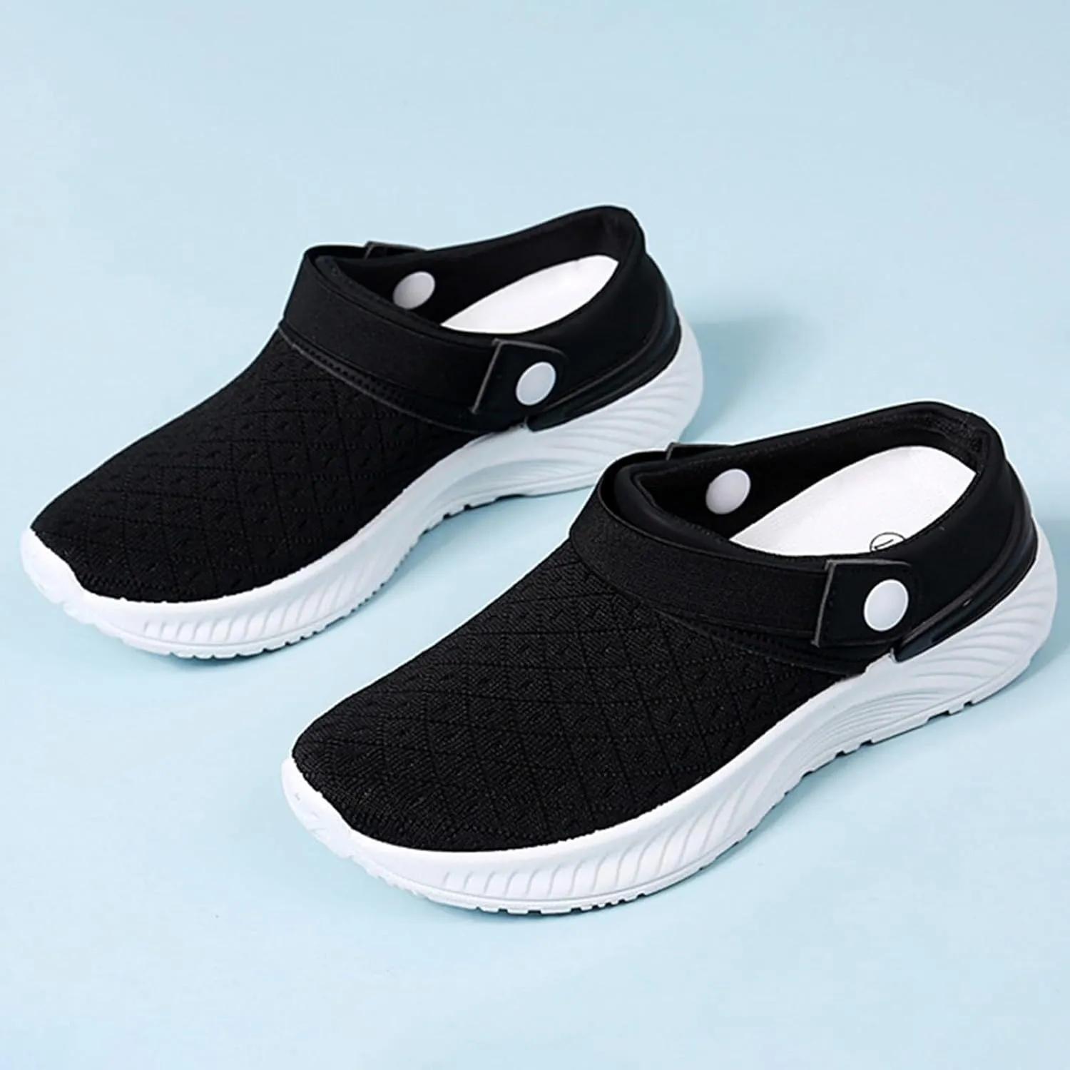 Women's Casual Slip on Half Shoes Breathable Womens Tennis Shoes Mesh Ladies Shoes Casual Black Sneakers Slip On Tennis Shoe Loafers Dress Shoe