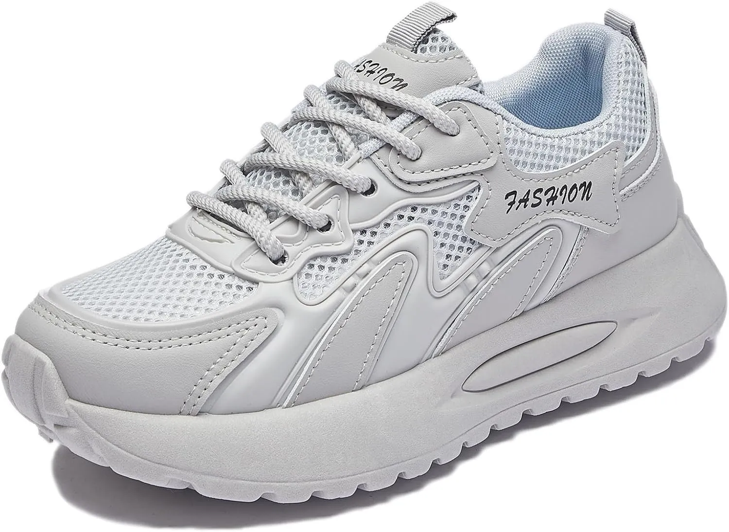 Women's Fashion Platform Sneakers Breathable Mesh Walking Shoes Lightweight Lace-Up Everyday Shoes