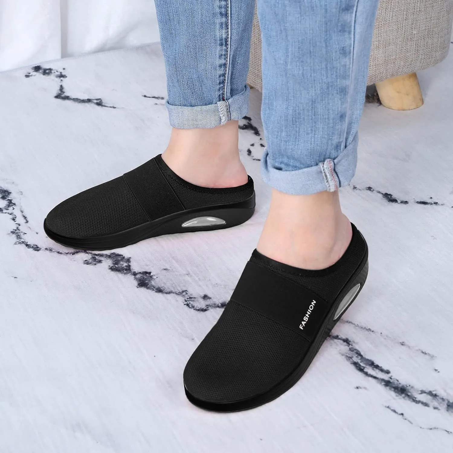 Women's Fashion Sneaker Mesh Slip On Black Non Slip Shoes for Women Comfortable Running Shoes for Women White Loafers Women Womens White Sneaker
