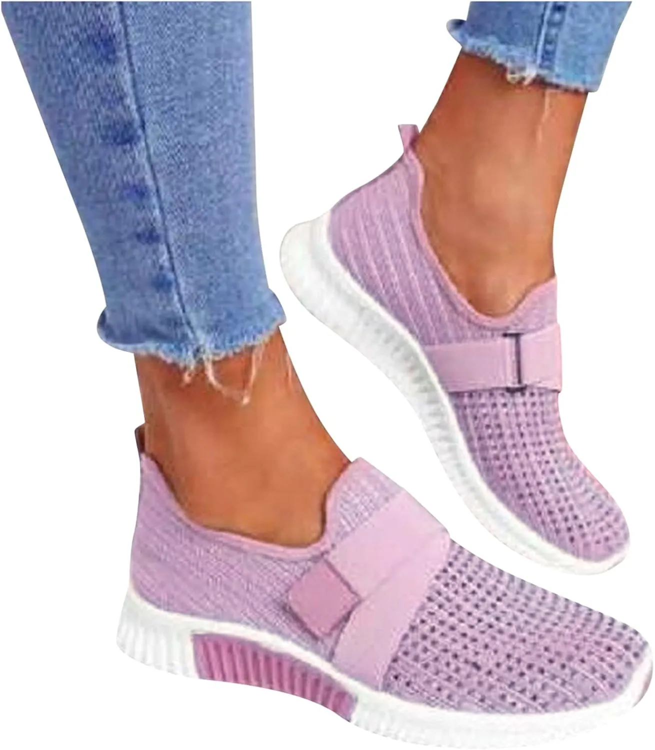 Women's Fashion Sneaker Mesh Slip On Black Non Slip Shoes for Women Comfortable White Running Shoes Men Suede Loafers Women Fashion Sneakers for Women