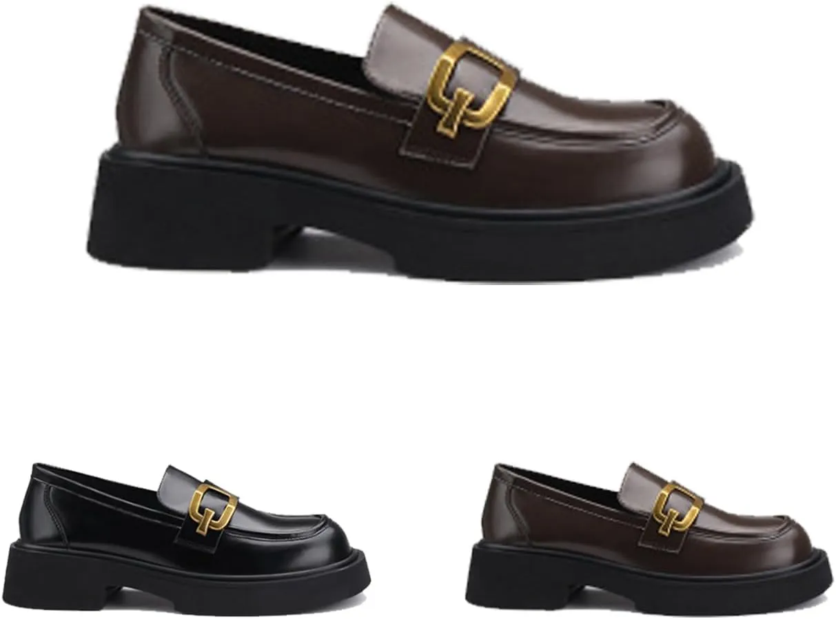 Women's Genuine Leather Platform Loafers,Mid Slip On Ladies Comfortable Daily Casual Shoes Fashion Business Dress Shoes All Weather Daily Wear Flats