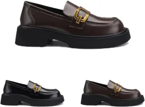 Women's Genuine Leather Platform Loafers,Mid Slip On Ladies Comfortable Daily Casual Shoes Fashion Business Dress Shoes All Weather Daily Wear Flats