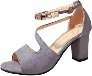 Womens Heels Square Open Toe Chunky High Heels Strappy Ankle Strap Heeled Sandals for Women Dress Party Wedding