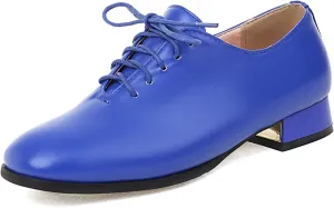 Women's Lace up Oxford Shoes Closed Square Toe Loafers Comfortable Brogue Business Oxfords Chunky Dating Wedding Vintage Wingtip Low Block All Weather Heels