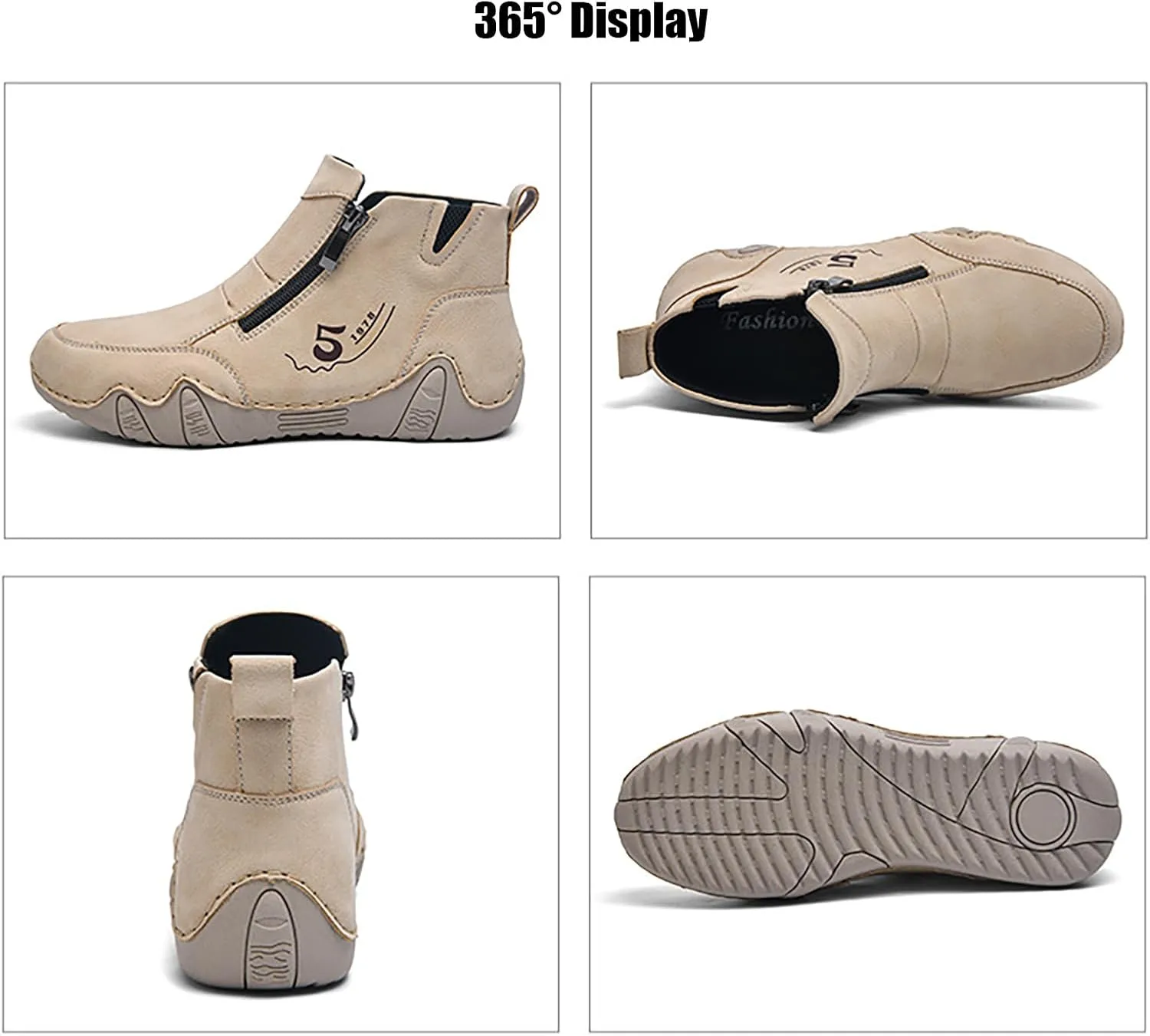Women'S Leather Handmade Sneaker Ankle Boots Double side zippers Casual Lightweight Outdoor Walking Shoes For Hiking Camping Driving