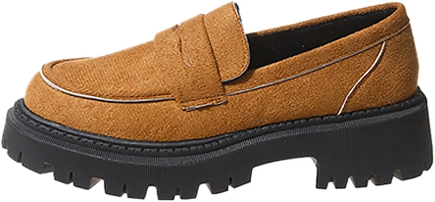 Womens Loafers Comfortable Dressy Shoes Slip-Ons Platform Loafers Chunky Penny Loafers Lug Sole Loafers Casual Shoes
