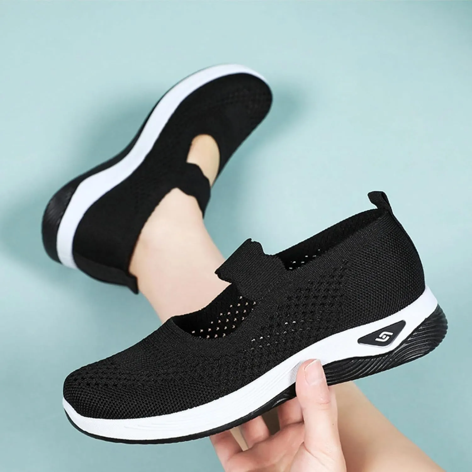 Womens Orthopedic Mesh Walking Shoes Loafers Arch Support Slip On Woven Low Top Outdoor Athletic Running Tennis Sneakers Cozy Basic Breathable Lightweight Wide Width Soft Comfy Sole Shoes Sneakers