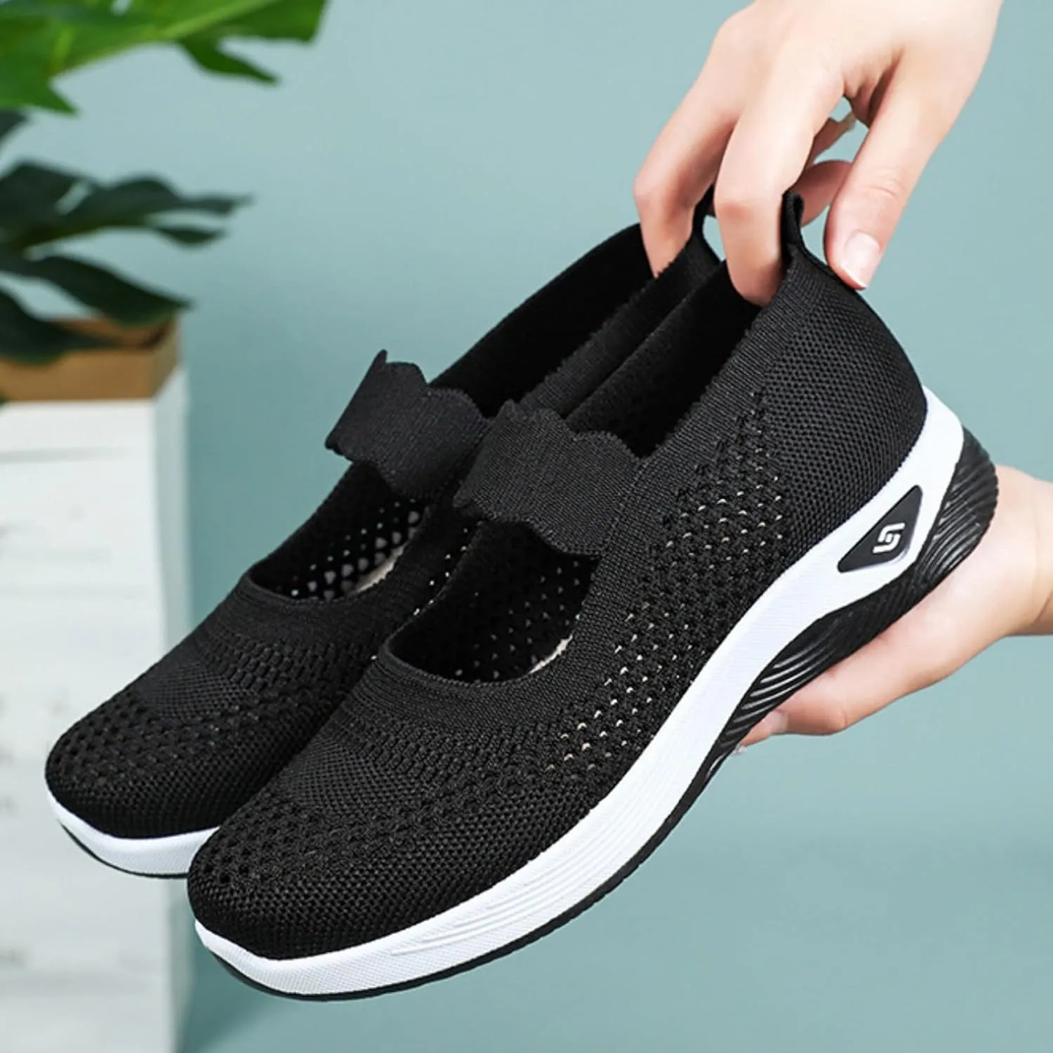Womens Orthopedic Mesh Walking Shoes Loafers Arch Support Slip On Woven Low Top Outdoor Athletic Running Tennis Sneakers Cozy Basic Breathable Lightweight Wide Width Soft Comfy Sole Shoes Sneakers