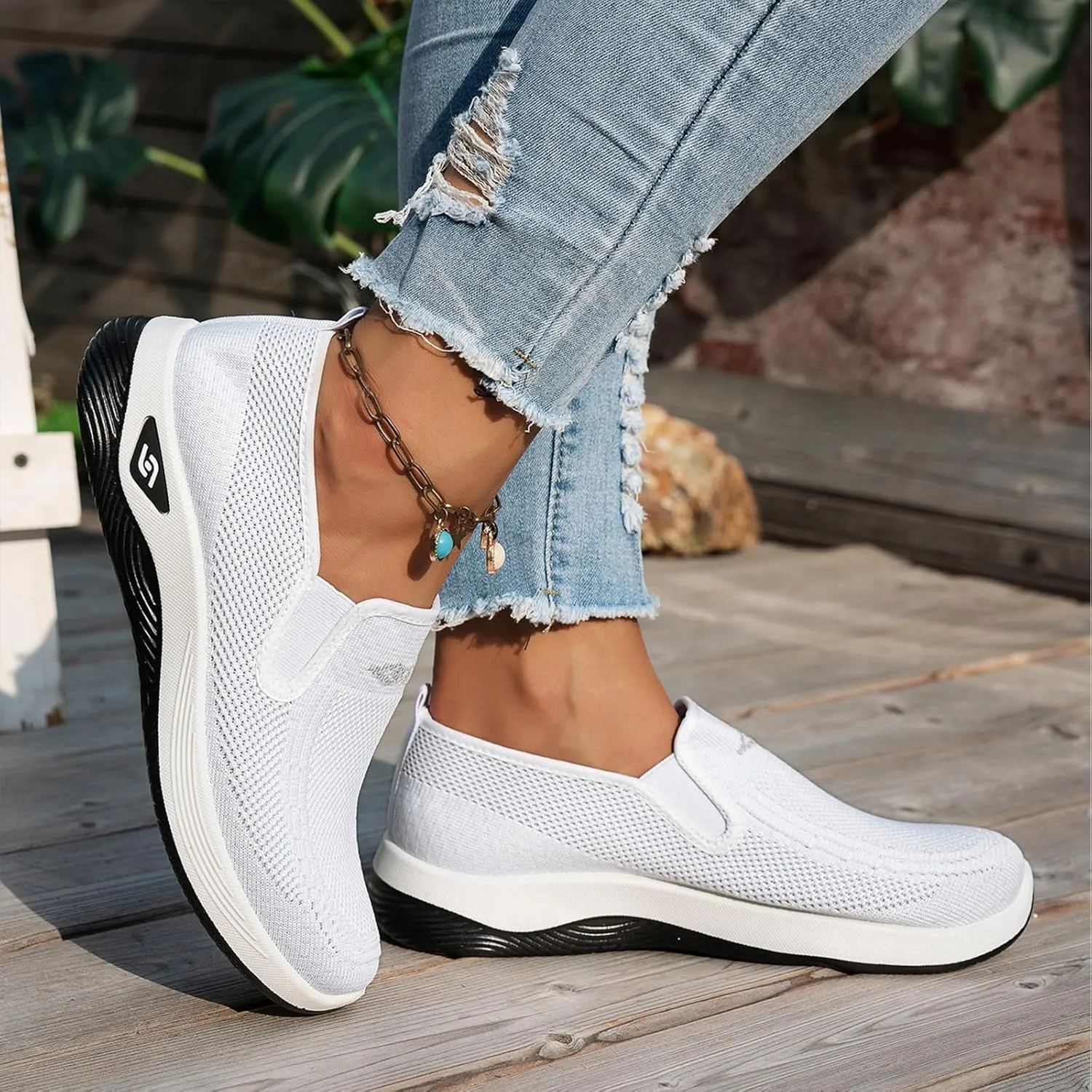 Womens Orthopedic Mesh Walking Shoes Loafers Arch Support Slip On Woven Low Top Outdoor Athletic Running Tennis Sneakers Cozy Basic Breathable Lightweight Wide Width Soft Comfy Sole Shoes Sneakers