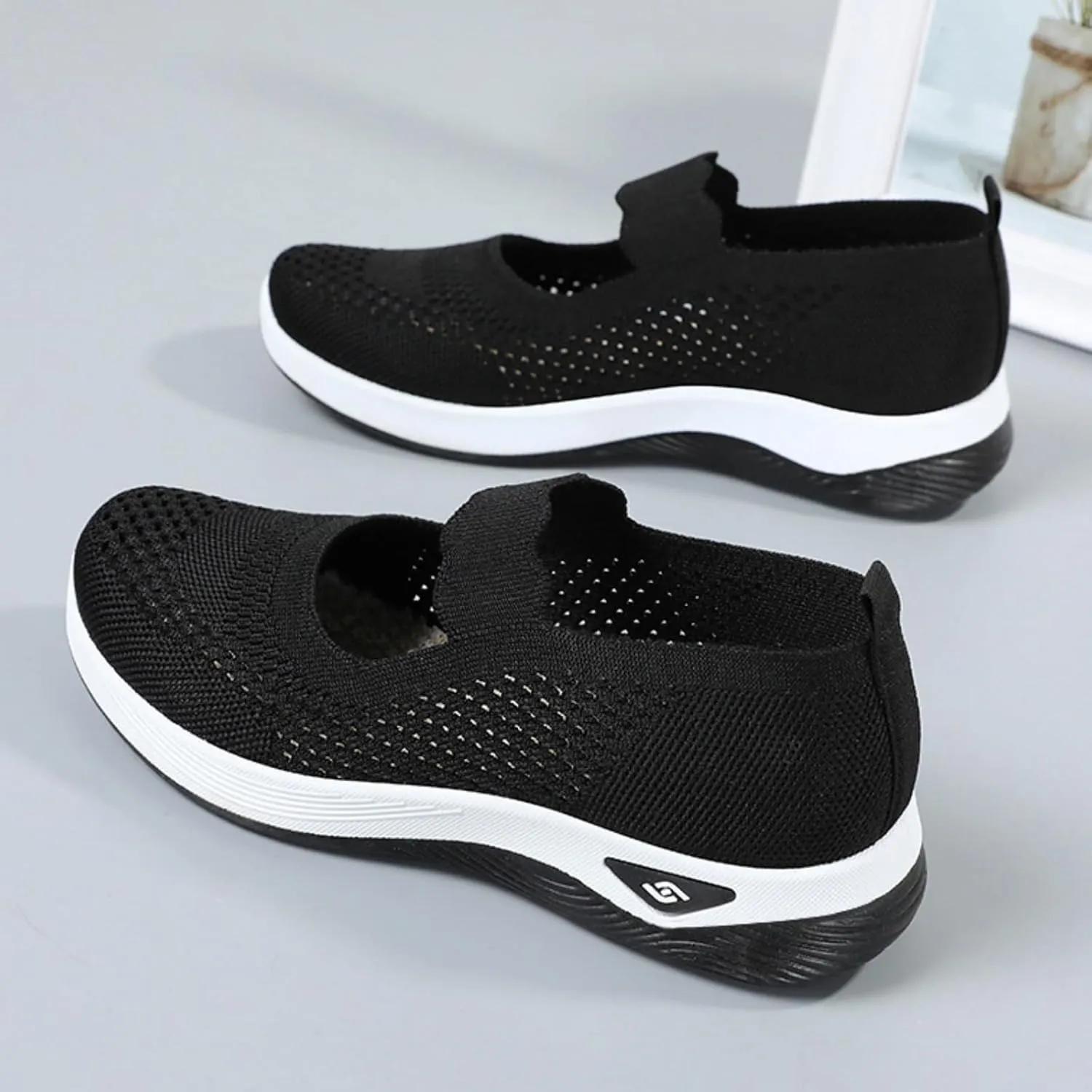 Womens Orthopedic Mesh Walking Shoes Loafers Arch Support Slip On Woven Low Top Outdoor Athletic Running Tennis Sneakers Cozy Basic Breathable Lightweight Wide Width Soft Comfy Sole Shoes Sneakers