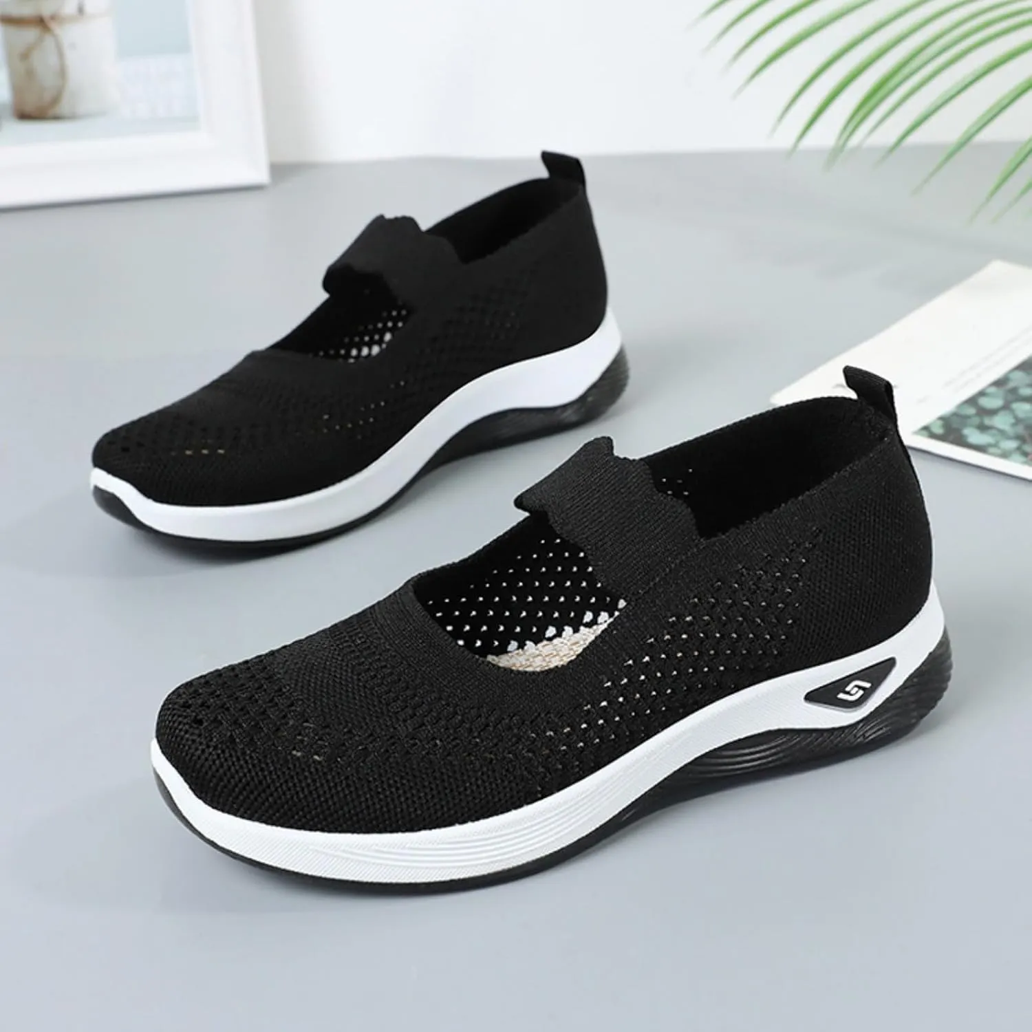 Womens Orthopedic Mesh Walking Shoes Loafers Arch Support Slip On Woven Low Top Outdoor Athletic Running Tennis Sneakers Cozy Basic Breathable Lightweight Wide Width Soft Comfy Sole Shoes Sneakers