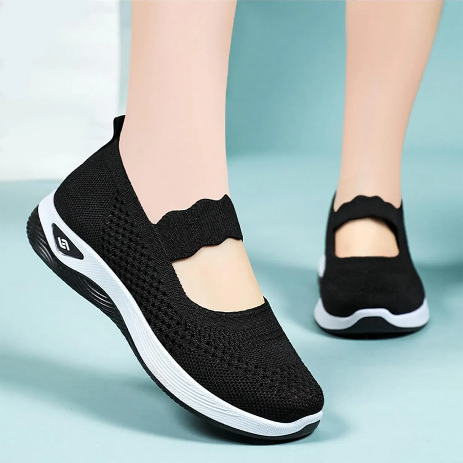 Womens Orthopedic Mesh Walking Shoes Loafers Arch Support Slip On Woven Low Top Outdoor Athletic Running Tennis Sneakers Cozy Basic Breathable Lightweight Wide Width Soft Comfy Sole Shoes Sneakers