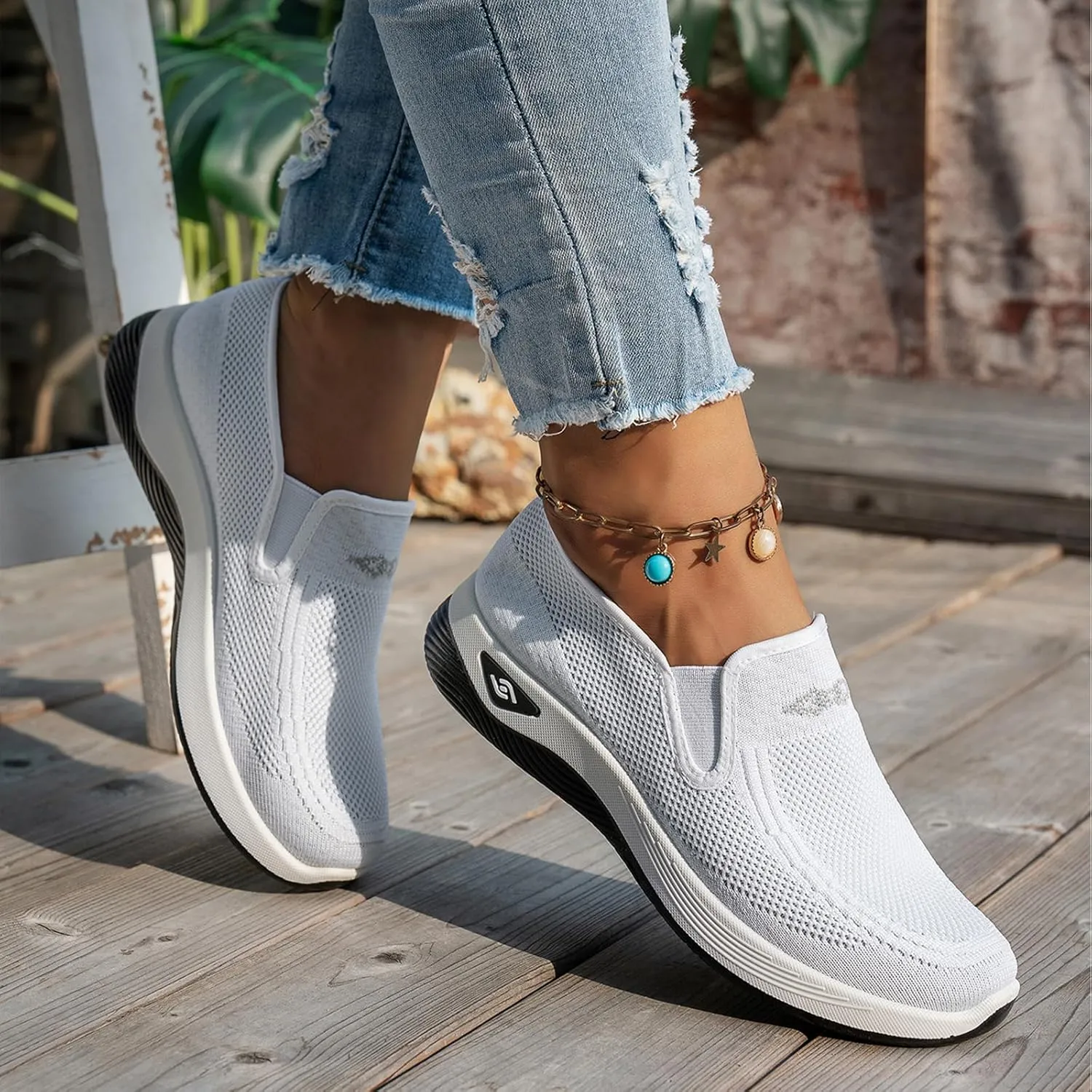 Womens Orthopedic Mesh Walking Shoes Loafers Arch Support Slip On Woven Low Top Outdoor Athletic Running Tennis Sneakers Cozy Basic Breathable Lightweight Wide Width Soft Comfy Sole Shoes Sneakers