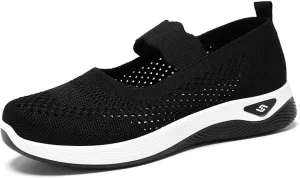 Womens Orthopedic Mesh Walking Shoes Loafers Arch Support Slip On Woven Low Top Outdoor Athletic Running Tennis Sneakers Cozy Basic Breathable Lightweight Wide Width Soft Comfy Sole Shoes Sneakers