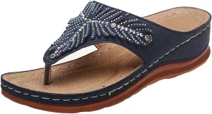 Womens Orthopedic Sandals Casual Clip Toe Flip Flops with Arch Support Breathable Dressy Wedge Sandals Shoes