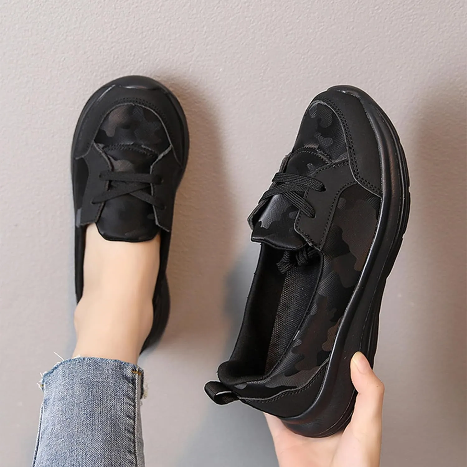 Women's Pattern Print Slip On Walking Shoes Comfortable Casual Arch Support Non-Slip Breathable Soft Sole Low Top Loafers Flats