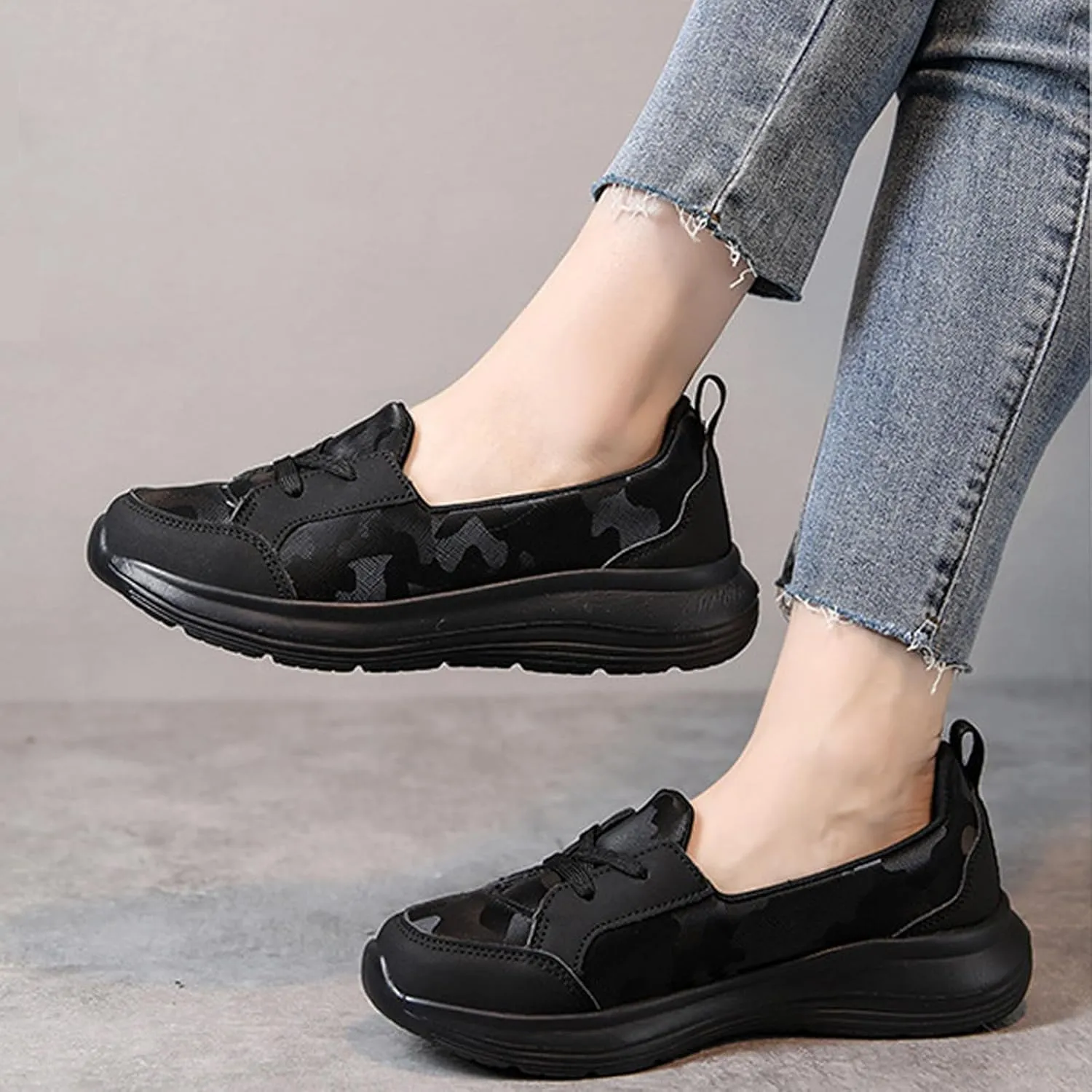 Women's Pattern Print Slip On Walking Shoes Comfortable Casual Arch Support Non-Slip Breathable Soft Sole Low Top Loafers Flats