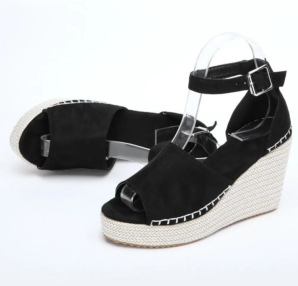 Womens Platform Sandals Orthopedic Slip On Wedge Sandals Dressy Casual Spring Summer Shoes for Women Strappy Ankle Strap Metal Buckle Ladies Slide Sandal
