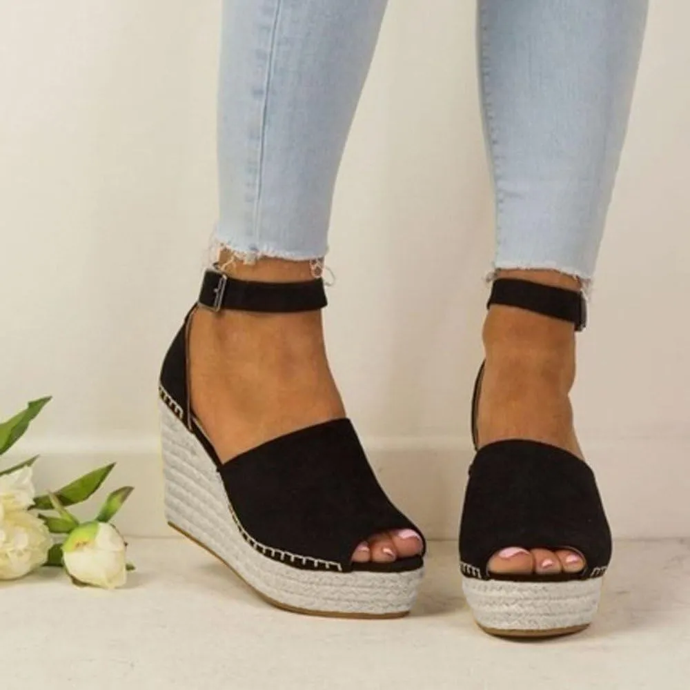 Womens Platform Sandals Orthopedic Slip On Wedge Sandals Dressy Casual Spring Summer Shoes for Women Strappy Ankle Strap Metal Buckle Ladies Slide Sandal