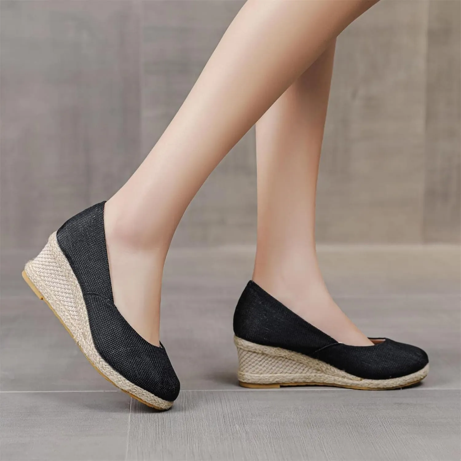 Women's Pumps Chunky Rounded Toe Sandals Wedges Closed Toe Wedges Espadrille Dressy Platform Casual Sandals Comfortable Anti Slip Summer Shoes Outdoor Beach Sandal