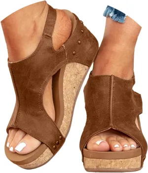 Women's Sandals Platform Open Toe Buckle Strap Sandals Women 2024 Espadrilles Casual Dressy Summer Sandals