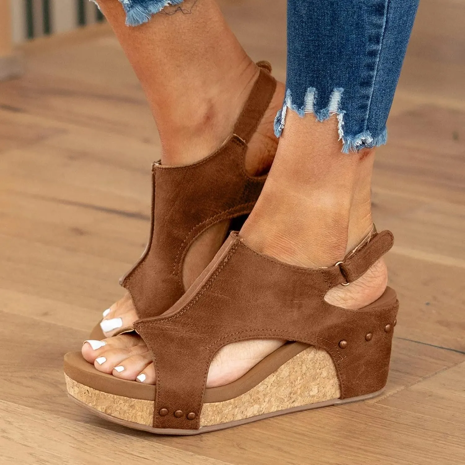 Women's Sandals Platform Open Toe Buckle Strap Sandals Women 2024 Espadrilles Casual Dressy Summer Sandals