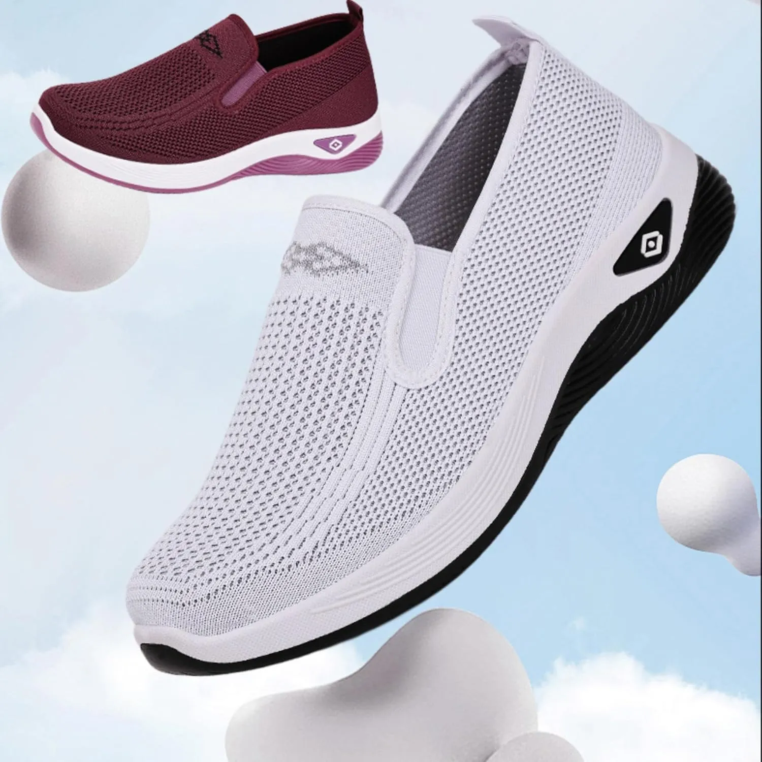 Women's Slip-On Breathable Mesh Sneakers – Lightweight Walking Shoes for Outdoor, Travel, Casual Wear – Comfortable Anti-Slip Loafers for Everyday, All-Day Use