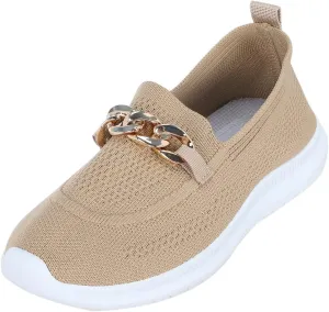 Womens Slip on Chain Decorative Casual Sport Shoes Woven Comfortable Breathable Lighweight Sneakers for Alll Day Wear Soft Sole Outdoor Walking Shoes for Women