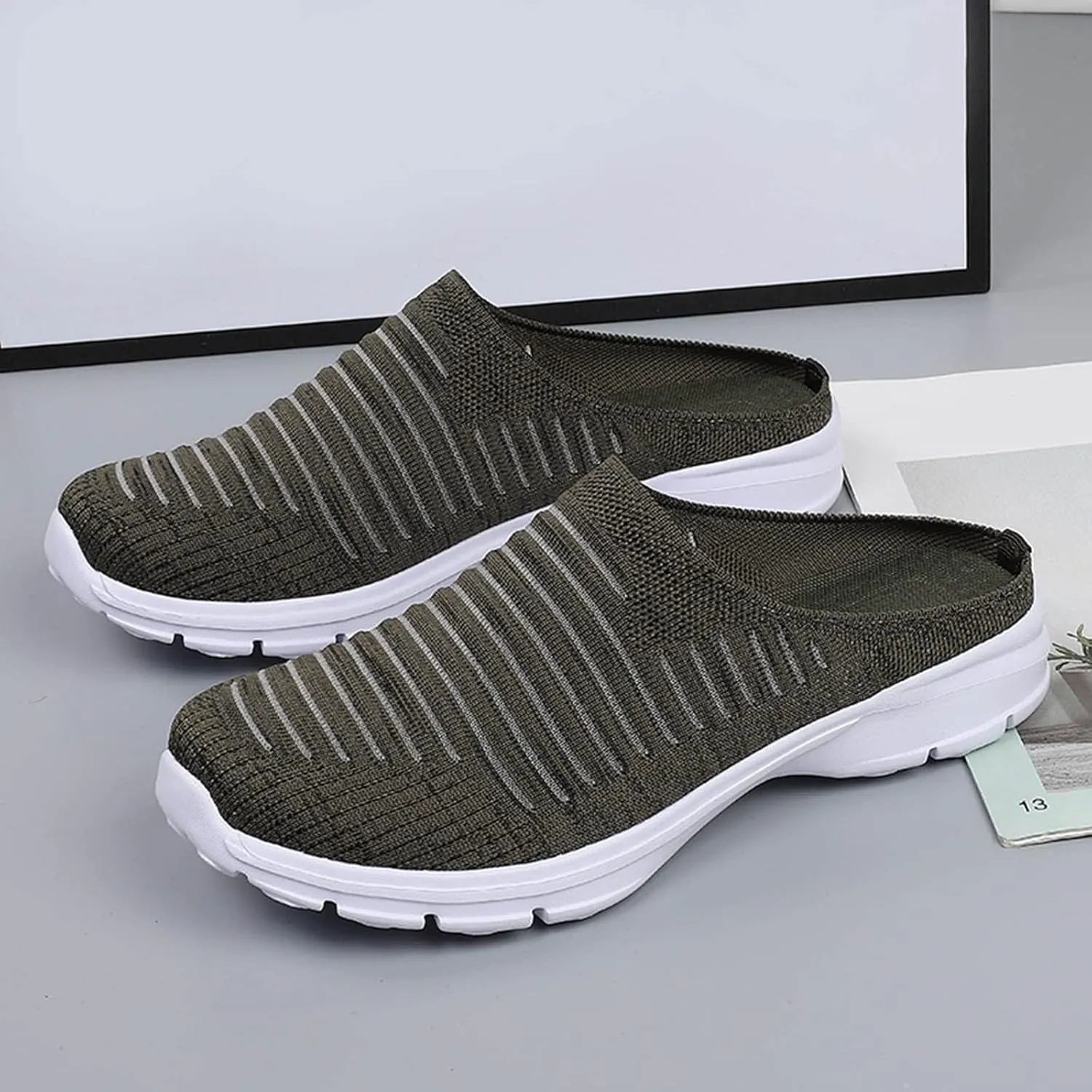 Women's Slip-on Mule Sneakers Lightweight Womens Running Shoes Lightweight Casual Shoes for Fall Black Platform Sneaker Platform Tennis Shoe Loafers Casual Slip On