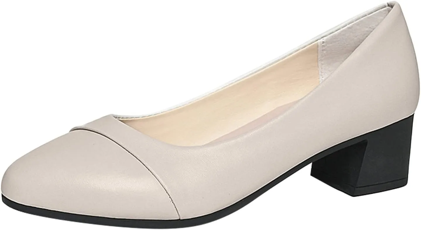 Women's Slip-Ons Loafers Round Toe Dress Shoes Work Pumps Closed Toe Heels Office Shoes Chunky Block Mary Janes