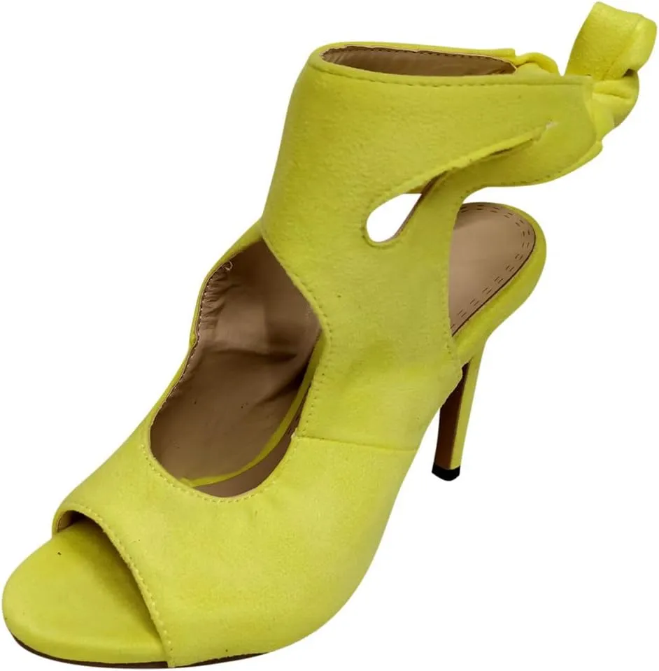 Womens Suede Super High Heel Sandals Fish Mouth Hollow Open Toe Strap Back Lace Up Stilettos Summer Sandal Shoes