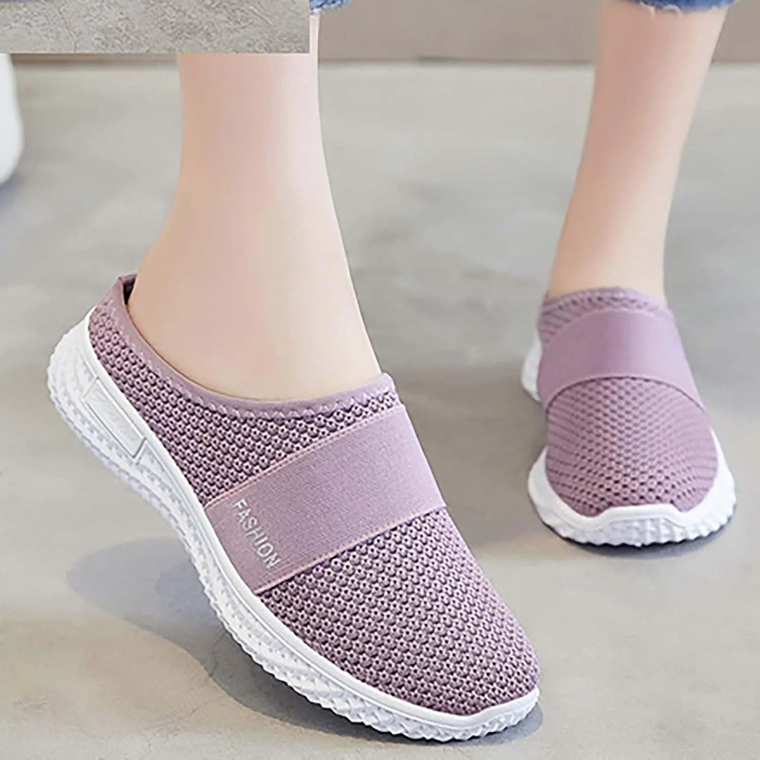 Womens Summer Breathable Mesh Slippers Walking Shoes Women Cute Woman Shoes Casual Women's Fashion Sneakers Red Tennis Shoe Loafers Casual Slip On