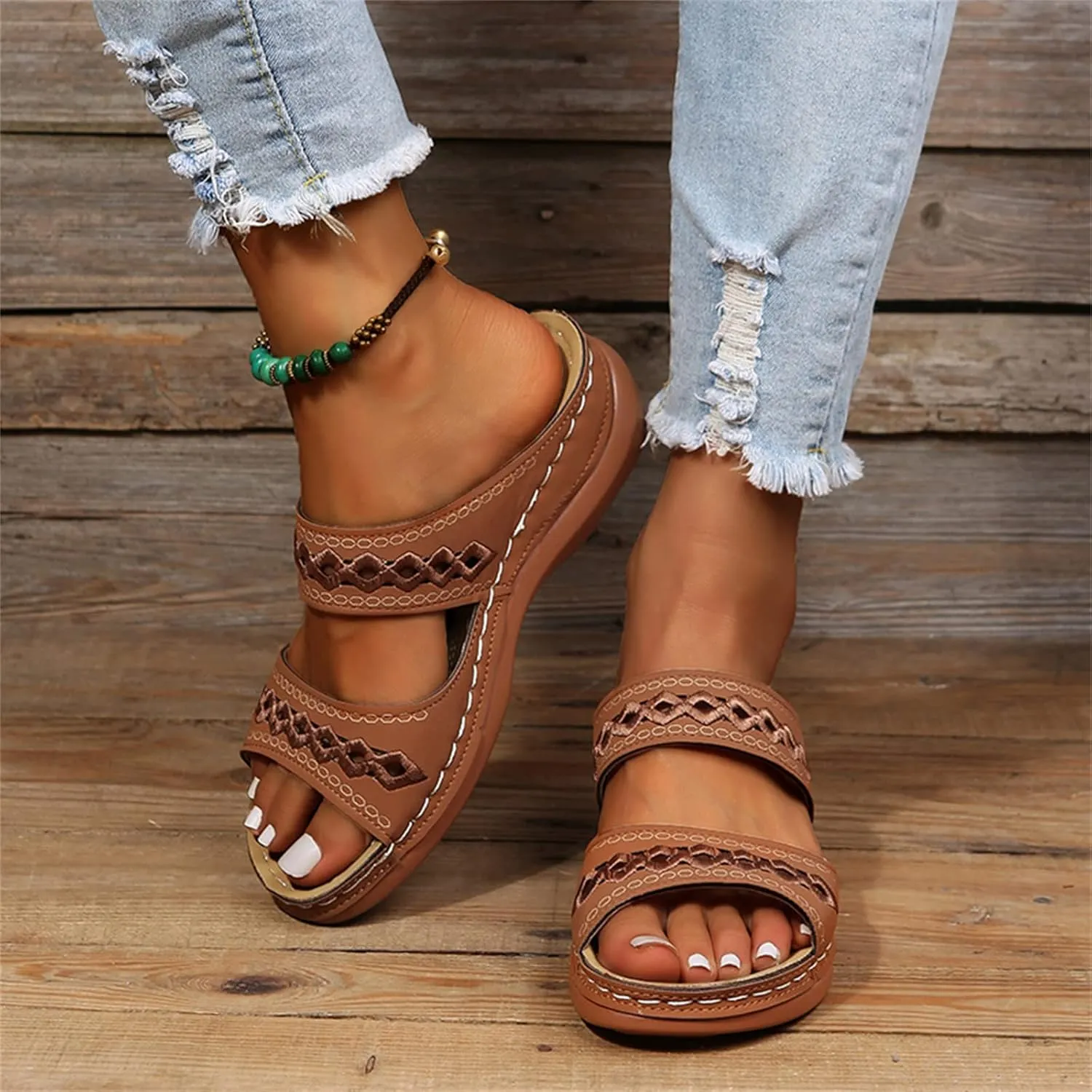 Womens Wedge Sandals Comfortable Dressy Orthotic Flips Flops Arch Support for Flat feet Walking Orthopedic Slippers Slides