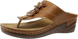 Womens Wedge Sandals Comfortable Walking Platform Orthopedic Arch Support Slippers Vintage Flip Flop