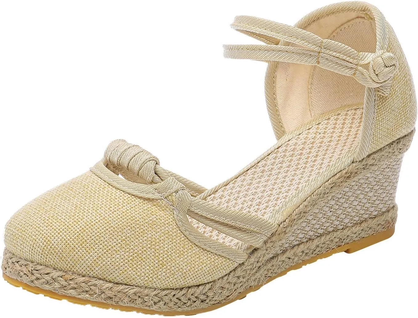 Womens Wedge Sandals Espadrille Closed Toe Non Slip Wedge Heels Sandals Casual Ankle Strap Canvas for Women Dressy Summer for Walking Vacation