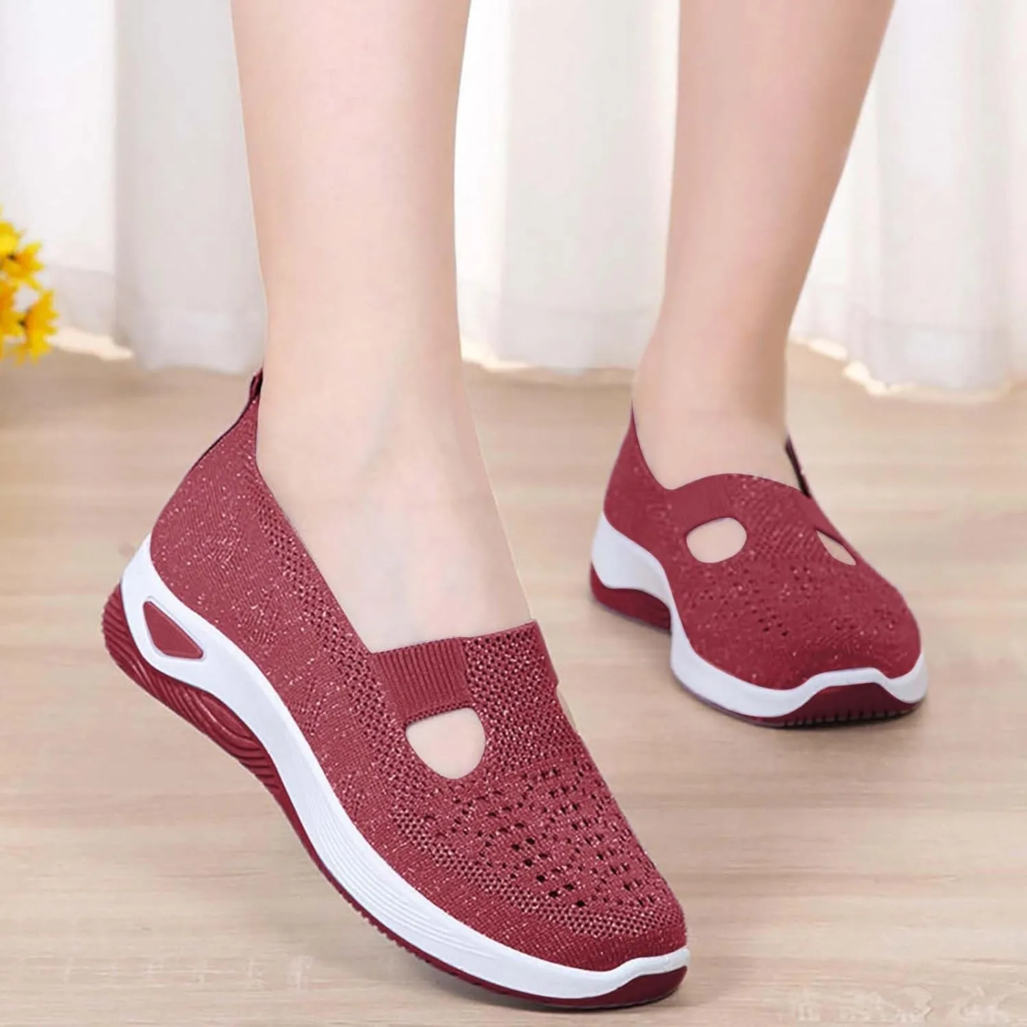 Women's Woven Orthopedic Breathable Soft Shoes Womens Running Shoes Wide Width Men's Casual Dress Shoes White Sneakers Slip On Tennis Shoe Cross Trainer Shoe