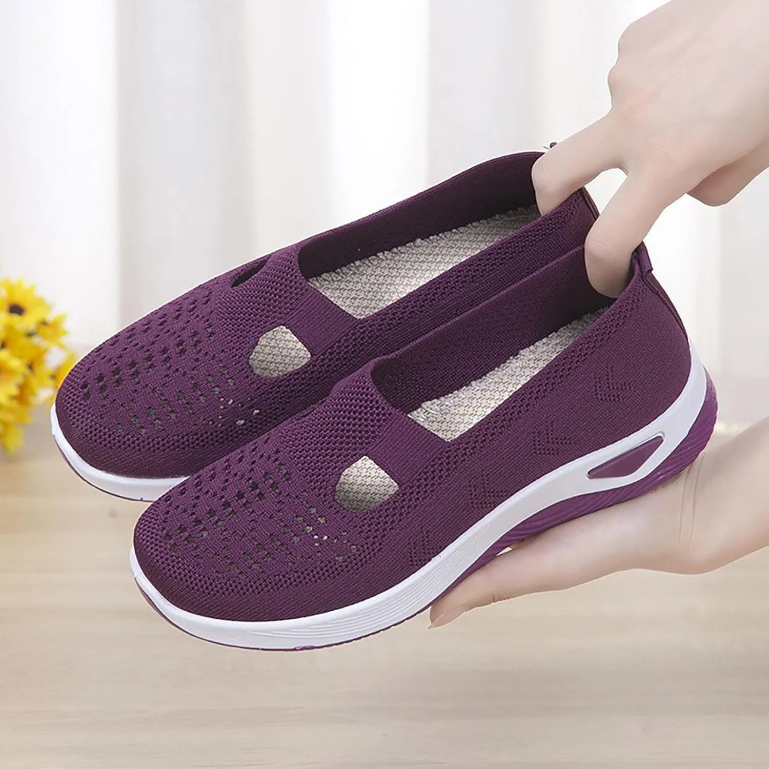 Women's Woven Orthopedic Breathable Soft Sole Slip On Shoes Women Winter Men's Casual Shoes Casual Sneakers Tennis Shoe Loafers Casual Slip On