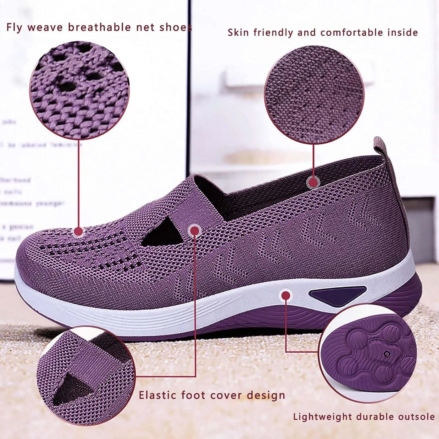 Women's Woven Orthopedic Breathable Soft Sole Slip On Shoes Women Winter Men's Casual Shoes Casual Sneakers Tennis Shoe Loafers Casual Slip On