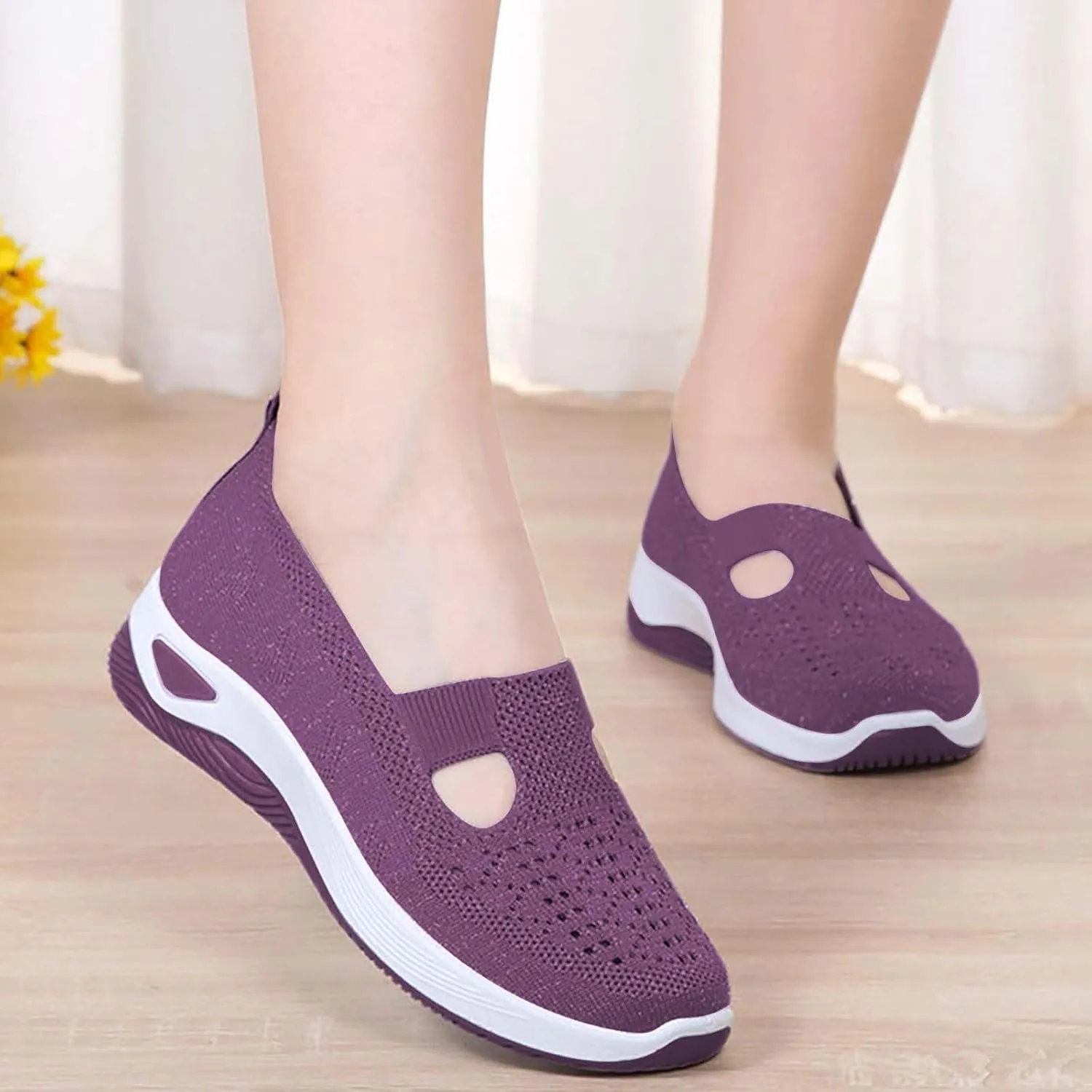 Women's Woven Orthopedic Breathable Soft Sole Slip On Shoes Women Winter Men's Casual Shoes Casual Sneakers Tennis Shoe Loafers Casual Slip On