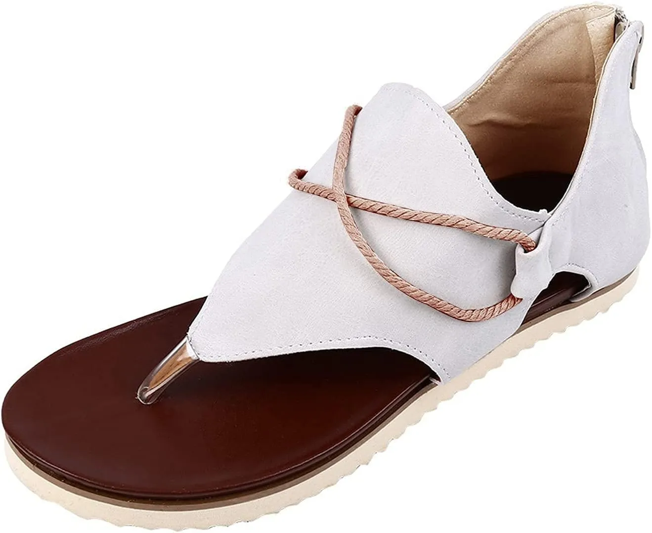ZBYY Sandals for Women Thong Flat Slides Sexy Flip Flops Slip on Shoes Summer Beach Dressy Gladiator Flat Sandals