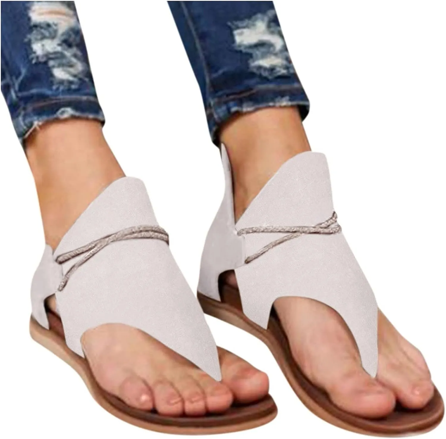 ZBYY Sandals for Women Thong Flat Slides Sexy Flip Flops Slip on Shoes Summer Beach Dressy Gladiator Flat Sandals
