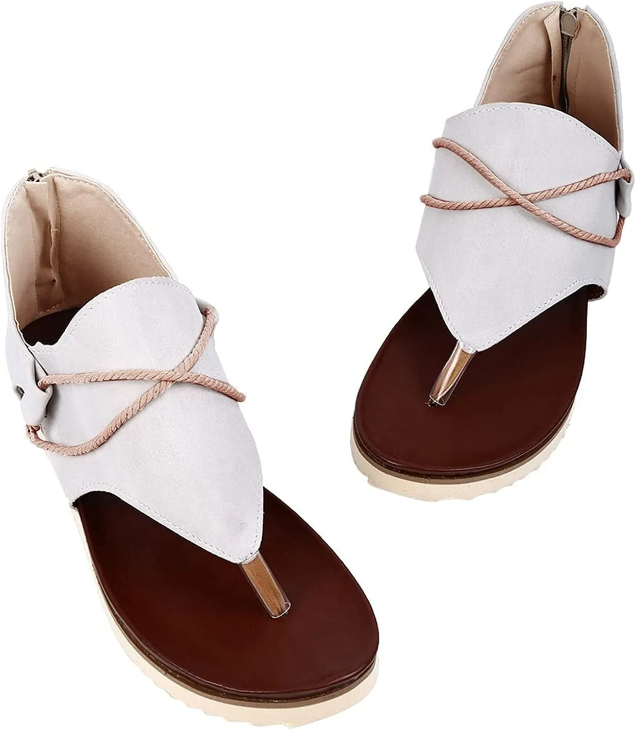 ZBYY Sandals for Women Thong Flat Slides Sexy Flip Flops Slip on Shoes Summer Beach Dressy Gladiator Flat Sandals