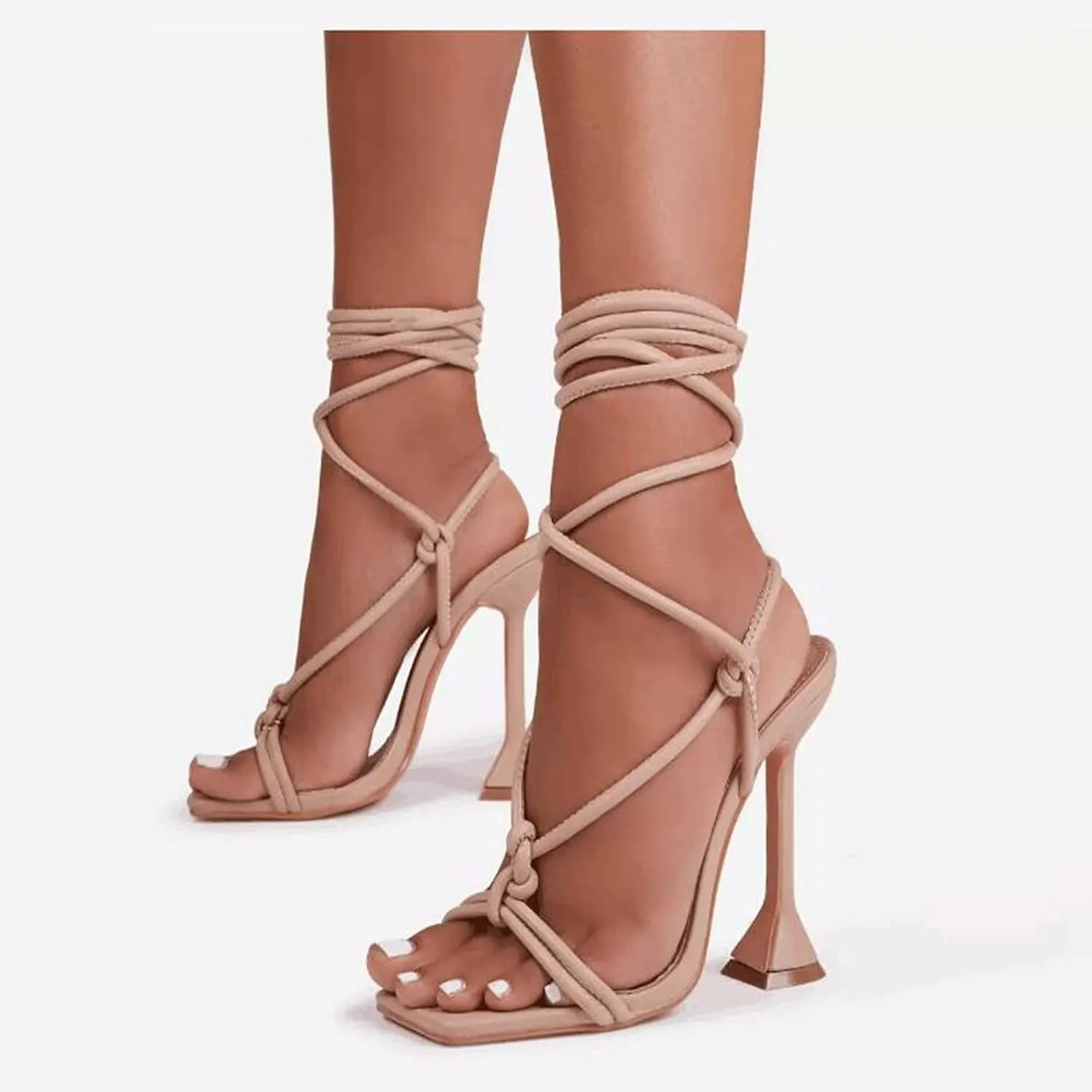 ZBYY Women's Heeled Sandals Dress Square Toe Heels Sandals Slip On Party Strappy Stiletto High Heels Sandals