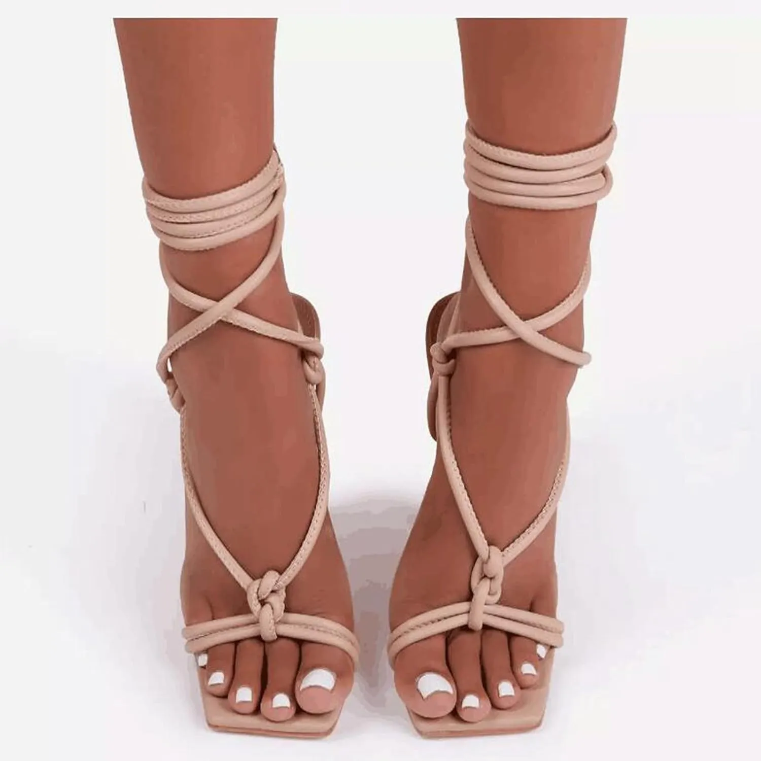 ZBYY Women's Heeled Sandals Dress Square Toe Heels Sandals Slip On Party Strappy Stiletto High Heels Sandals