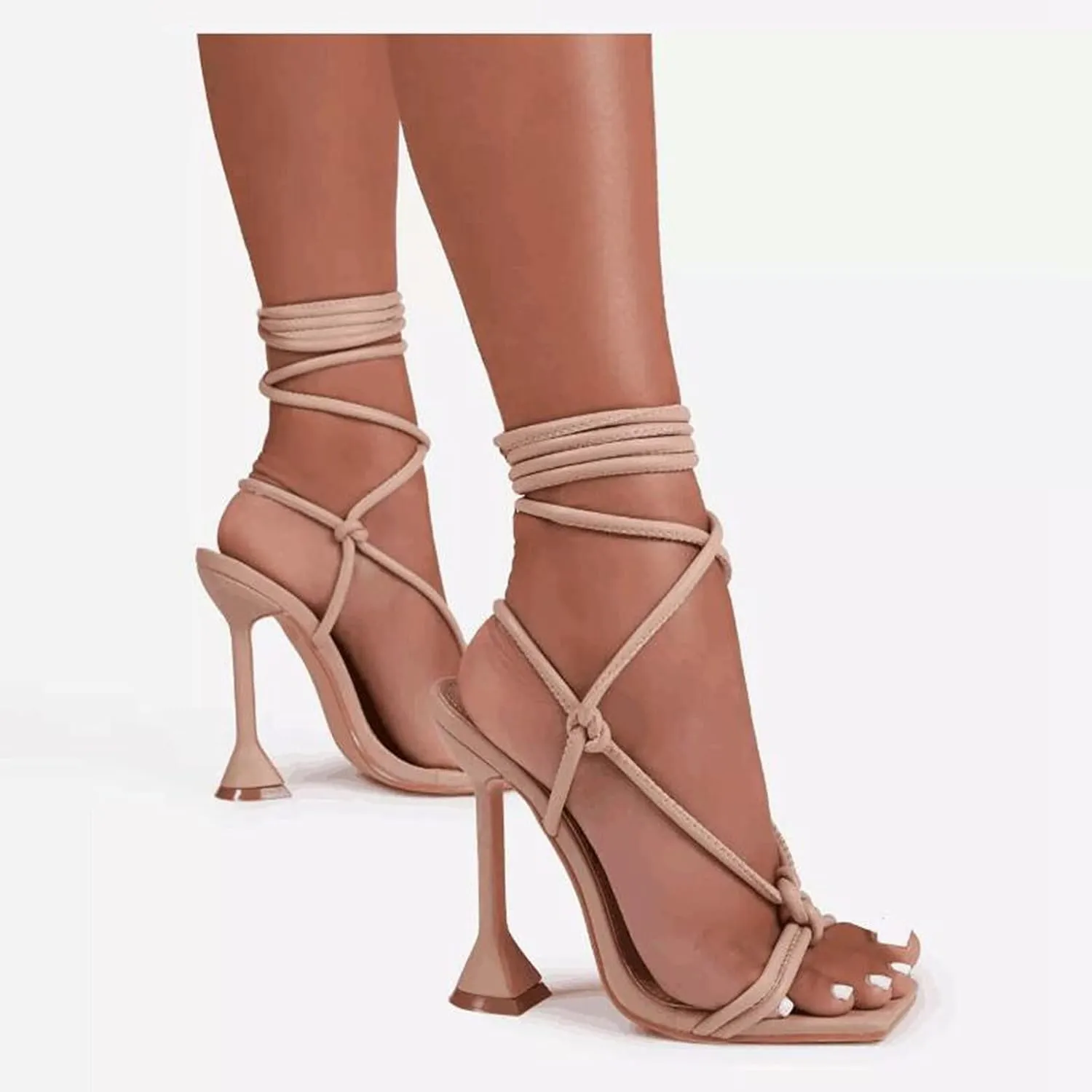 ZBYY Women's Heeled Sandals Dress Square Toe Heels Sandals Slip On Party Strappy Stiletto High Heels Sandals