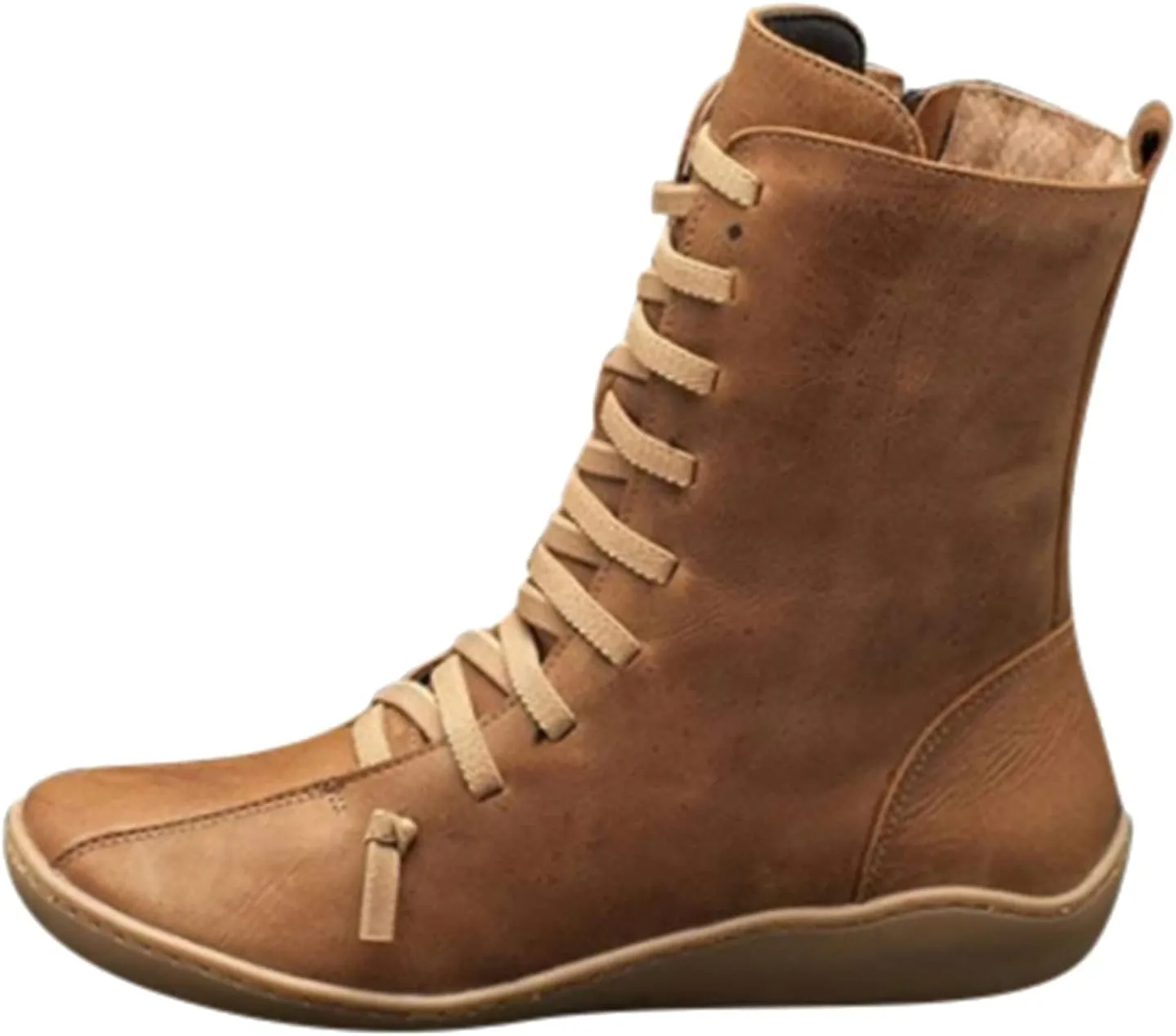 ZBYY Womens Winter Snow Boots with Warm Comfortable Outdoor Waterproof Anti-Slip Shoes Leather Zipper Flat Booties