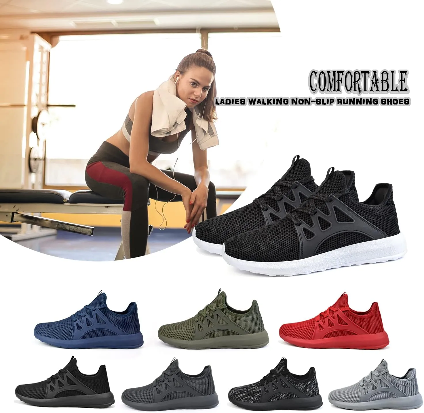 ZOCANIA Women's Athletic Walking Shoes Casual Mesh-Comfortable Work Sneakers